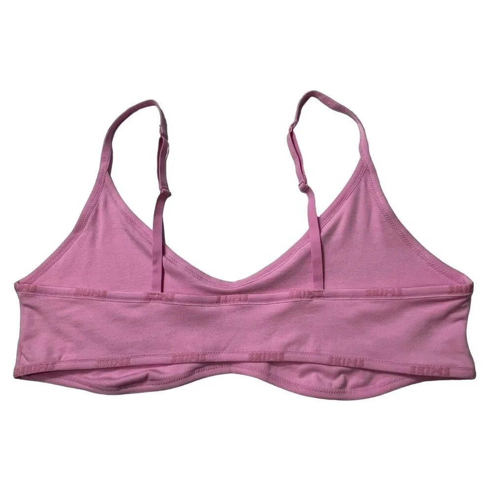 SKIMS Cotton Logo Scoop Neck Bralette NEW Bubblegum‎ 4X - Picture 2 of 8